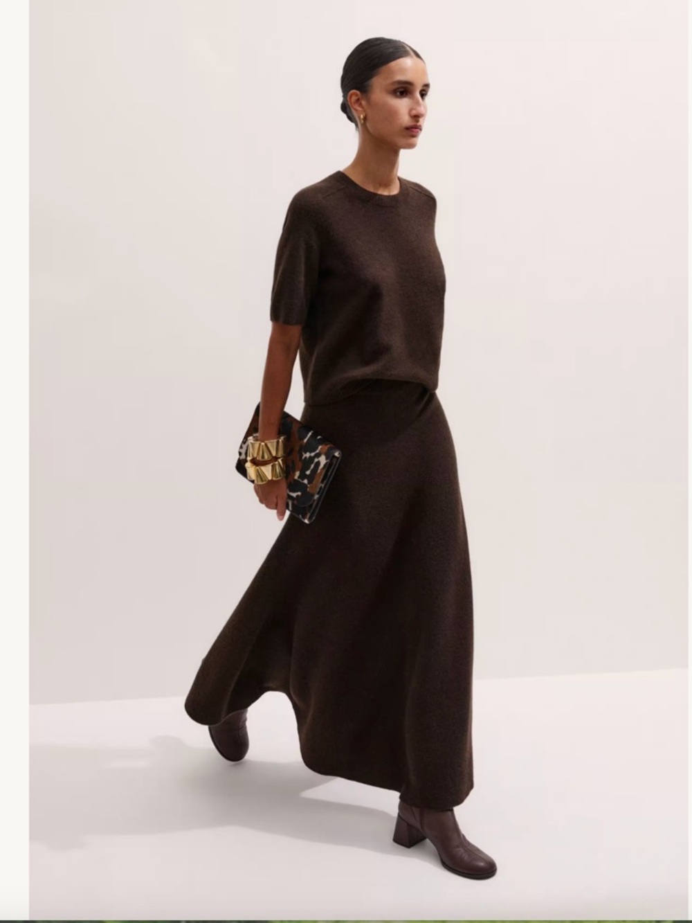 ME+EM Chocolate Brown Felted Maxi Skirt